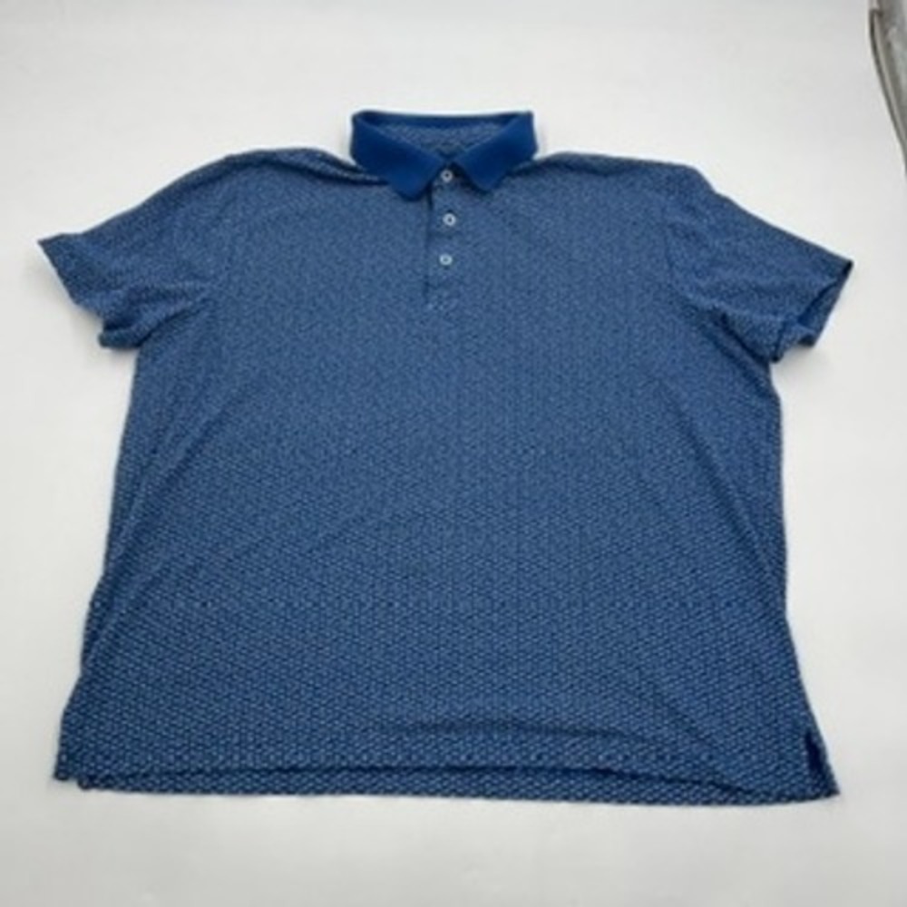 Jos. A. Bank 1906 Mens Blue Whale Print Tailored Fit Polo Shirt Large Stretch